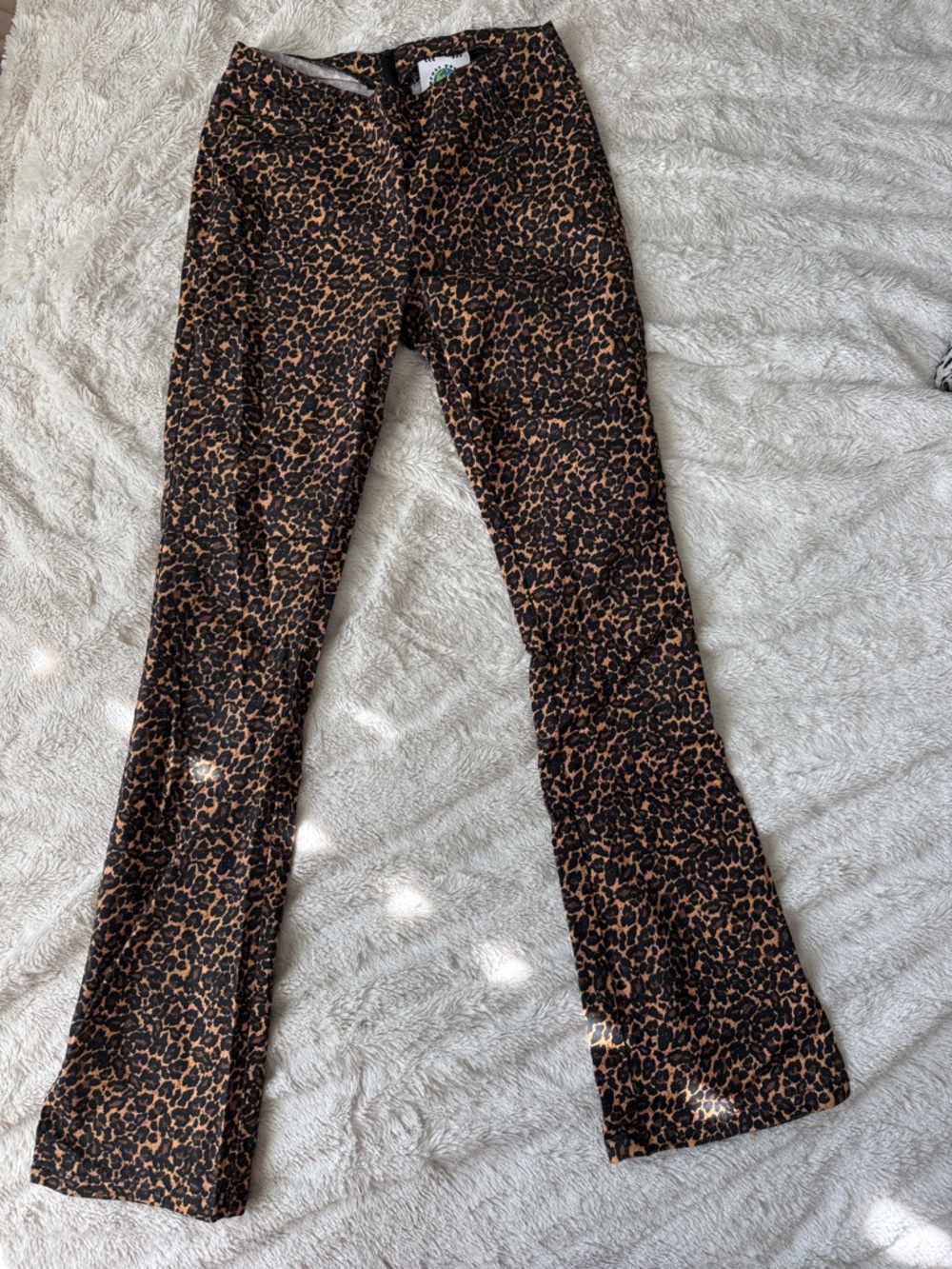 UNIF Leopard Print Flare Pants in Brown and Black